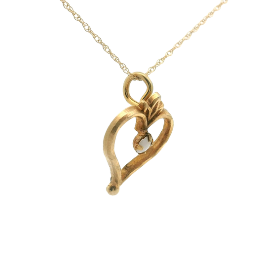 Heart Pendant with Round Opal Centerpiece