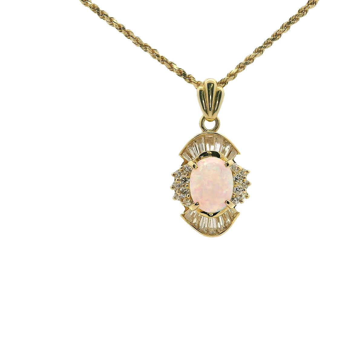 Oval Opal and Diamond Necklace