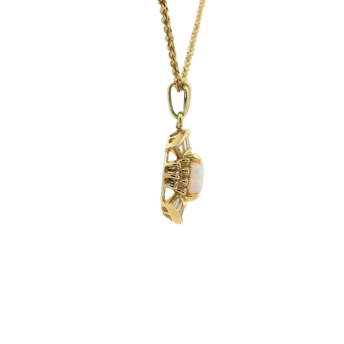 Oval Opal and Diamond Necklace