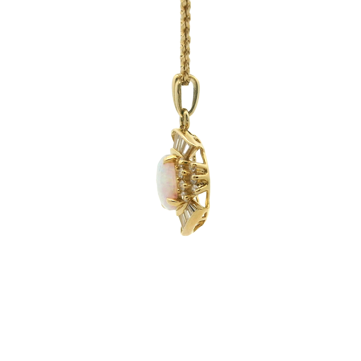 Oval Opal and Diamond Necklace