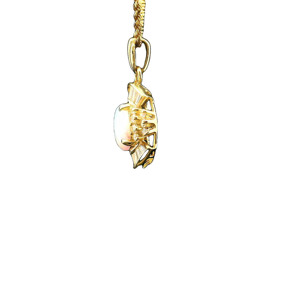 Oval Opal and Diamond Necklace