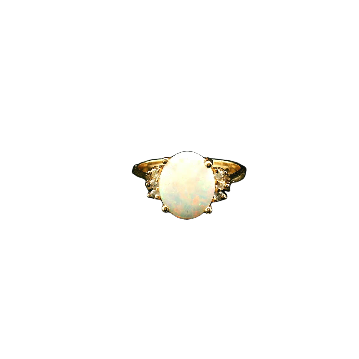 Oval Opal and 6 Diamond Ring