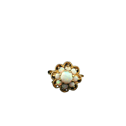 Opal Cluster Ring with Filagree Halo