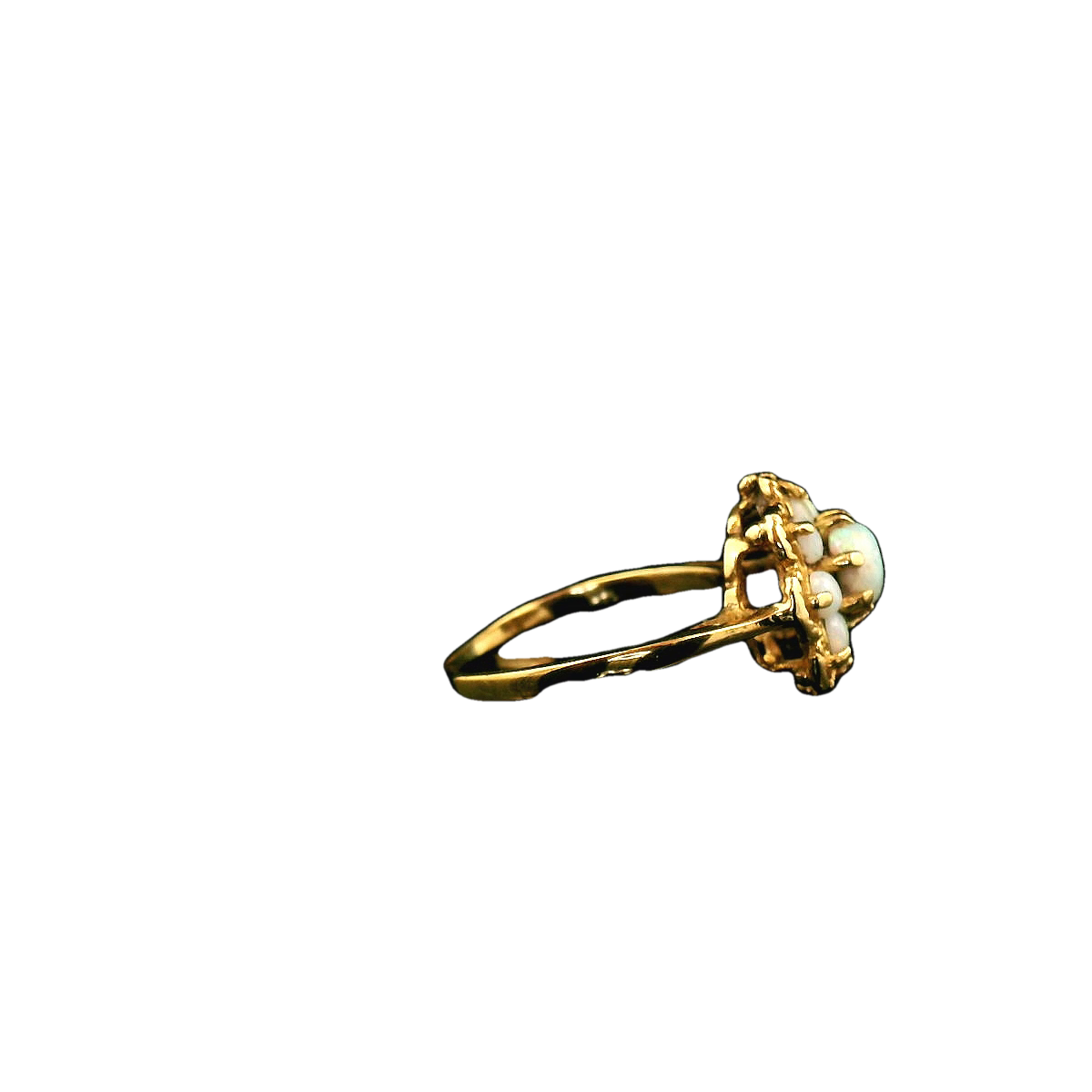 Opal Cluster Ring with Filagree Halo