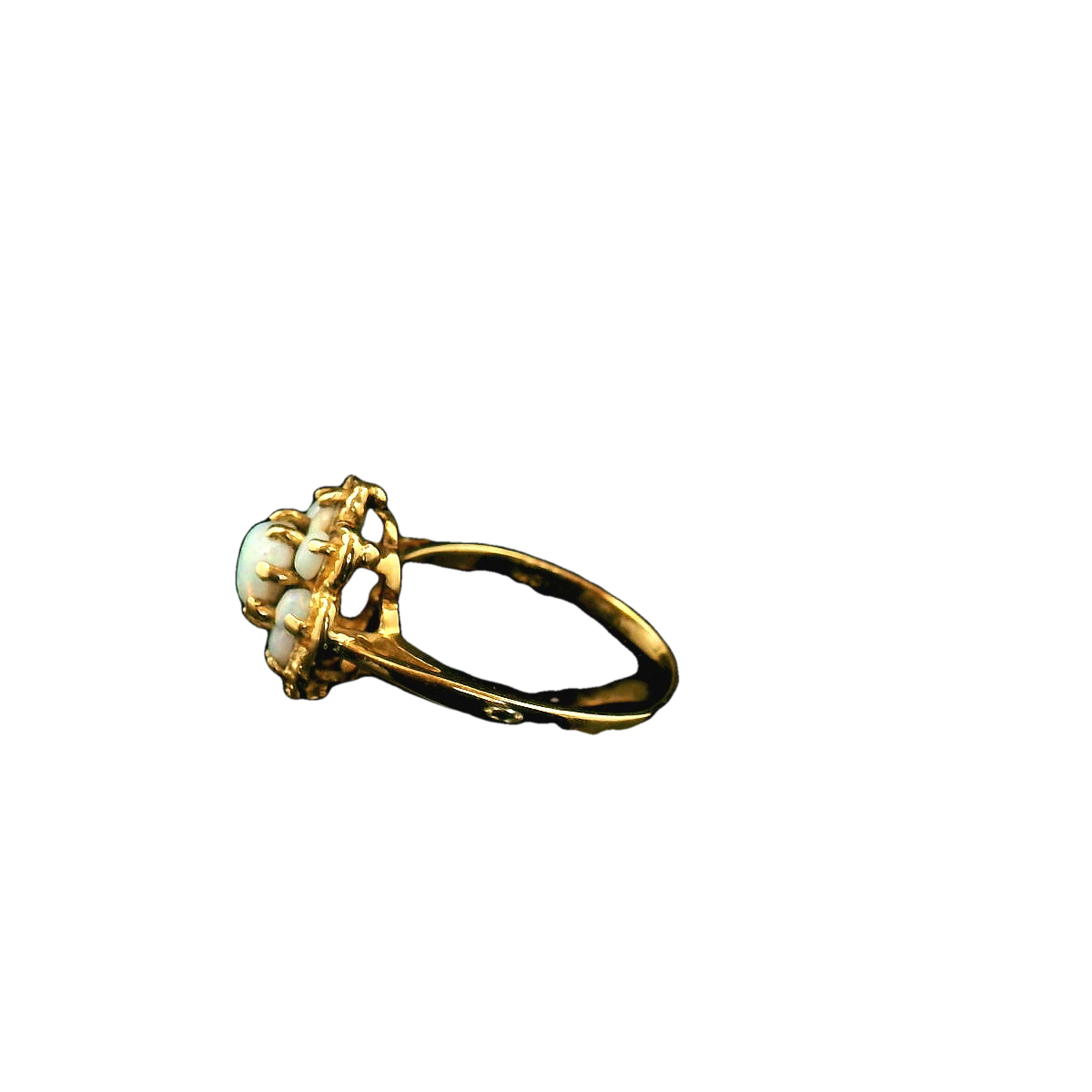 Opal Cluster Ring with Filagree Halo