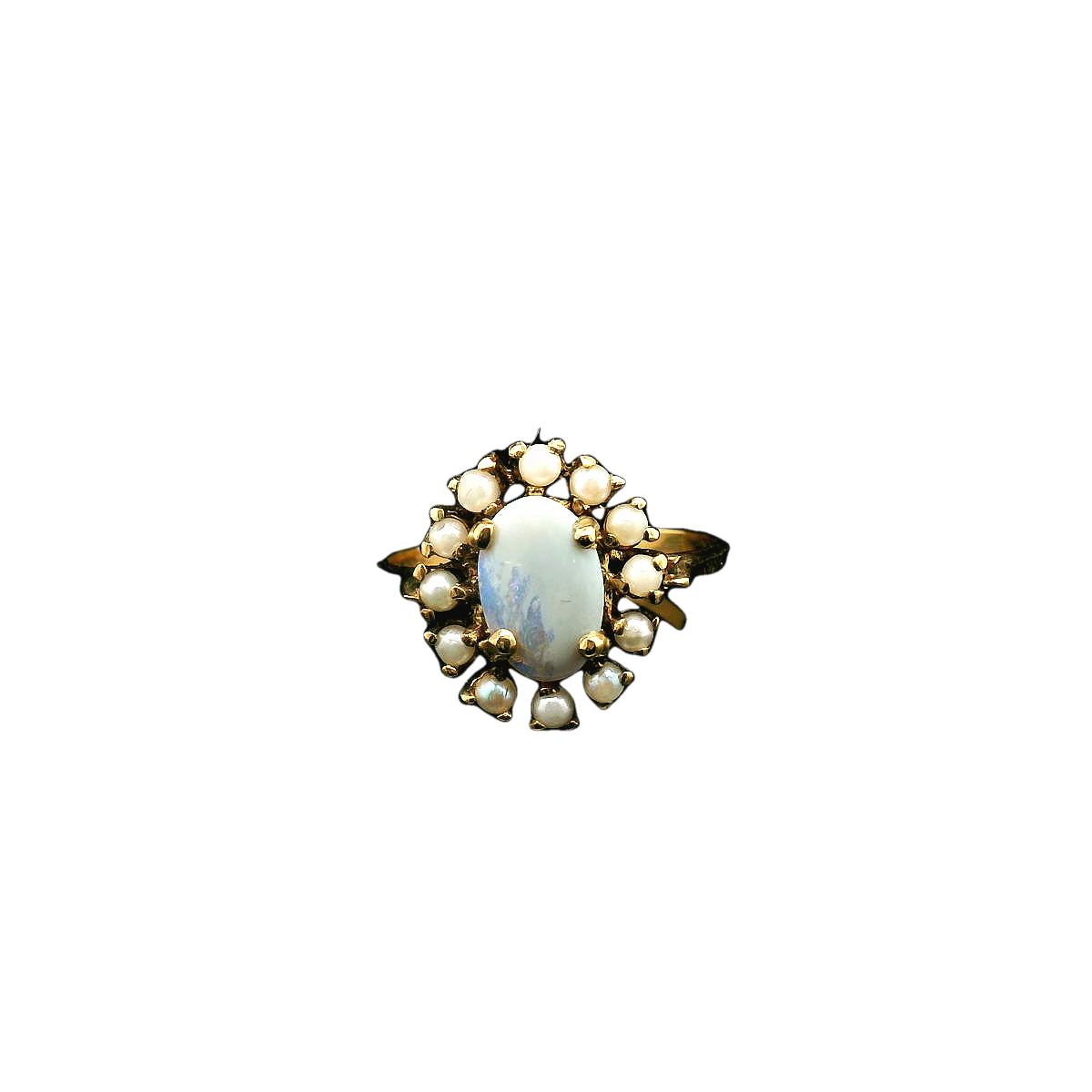 Oval Opal and Pearl Halo