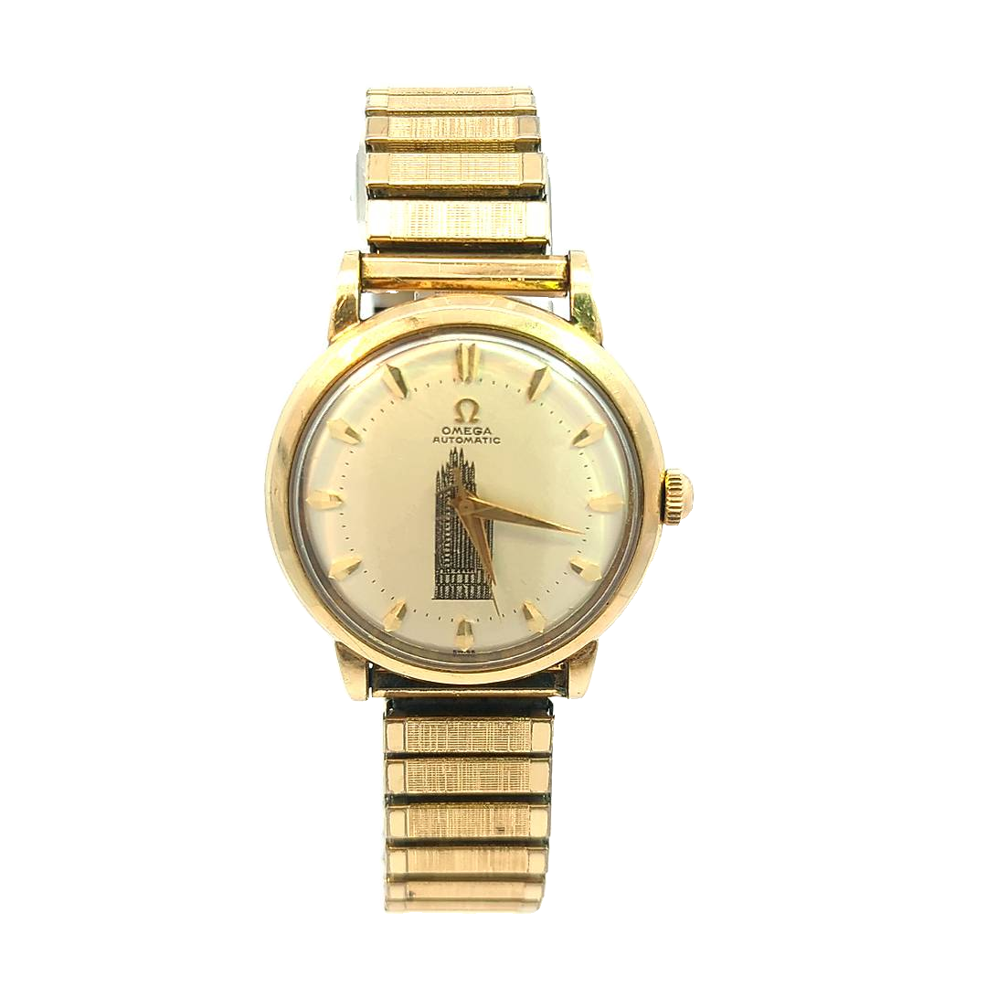 14K Gold 1950s Omega Chicago Tribune Adamark Jewelers Silversmiths