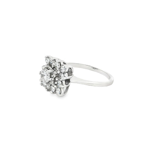 14k White Gold Diamond Cluster Ring