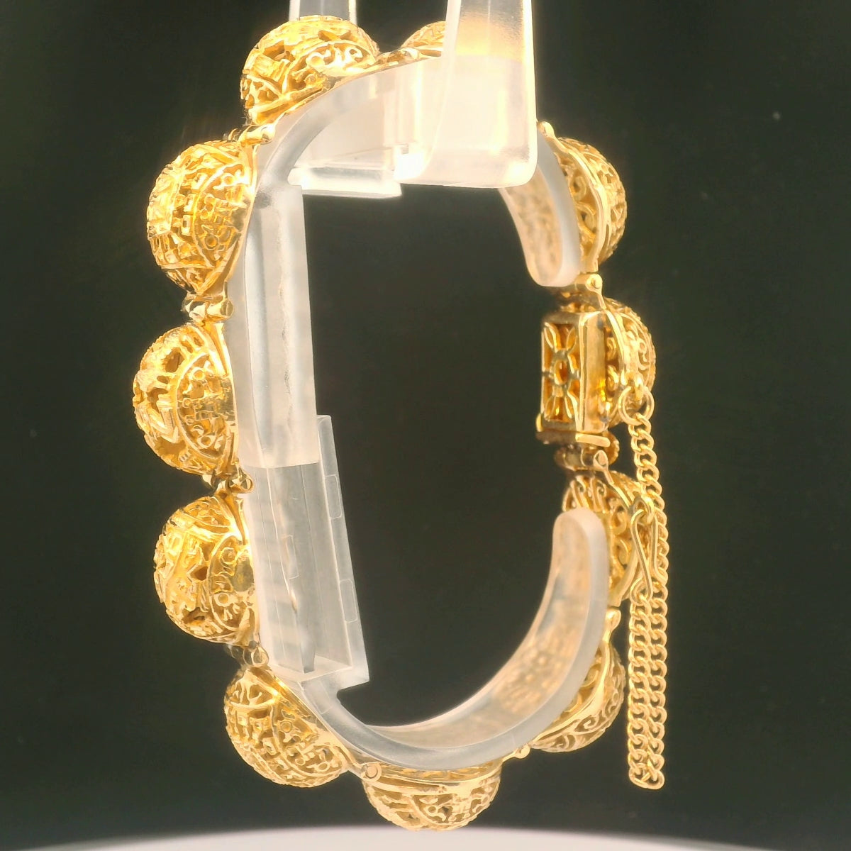 Gold Carved Dome Bracelet