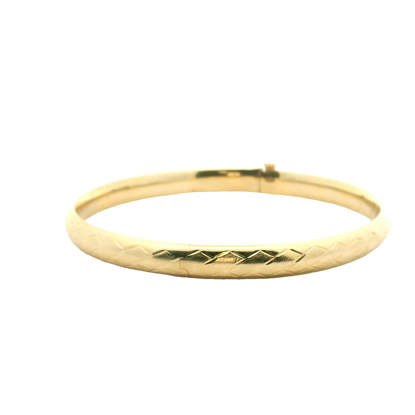 14K YG ESTATE BANGLE 6.25MM WIDE ETCHED ALL AROUND
