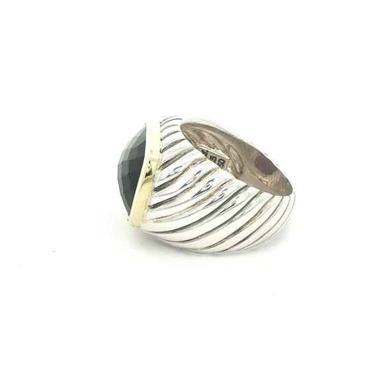 David Yurman Estate Garnet Ring in Sterling Silver & 18K Gold, c. 2000