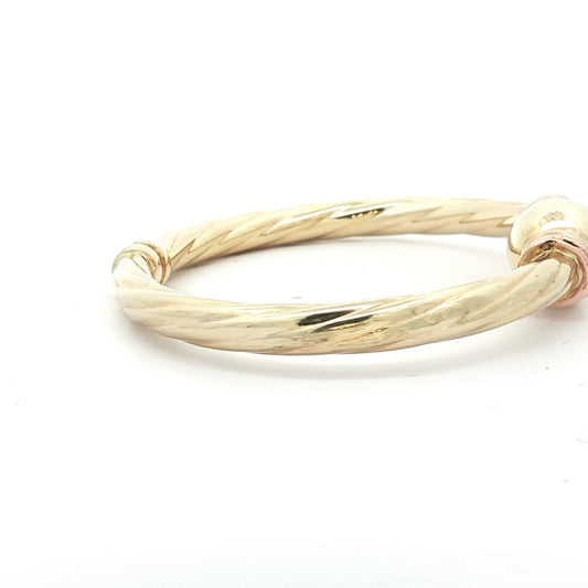 14K Yellow Gold Vintage Estate Tubular Bangle with Ball Clasp,1980