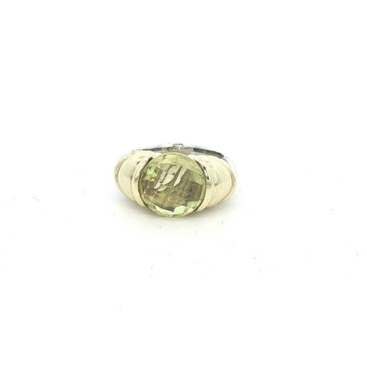David Yurman Estate Lemon Citrine Ring in Sterling Silver & 9K Gold, c. 2005