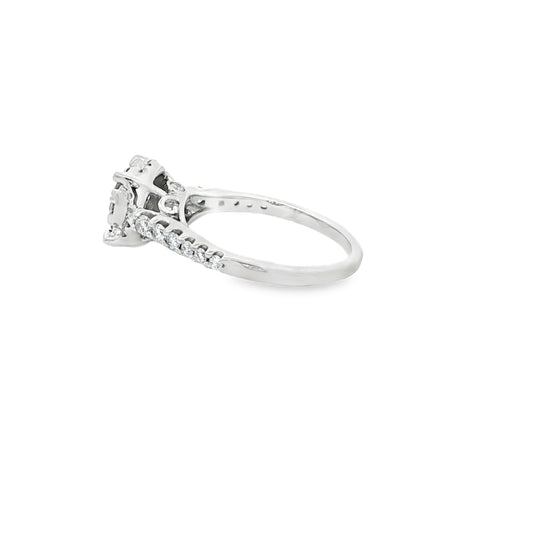 14k White Gold Round Halo Diamond Cluster Engagement Ring