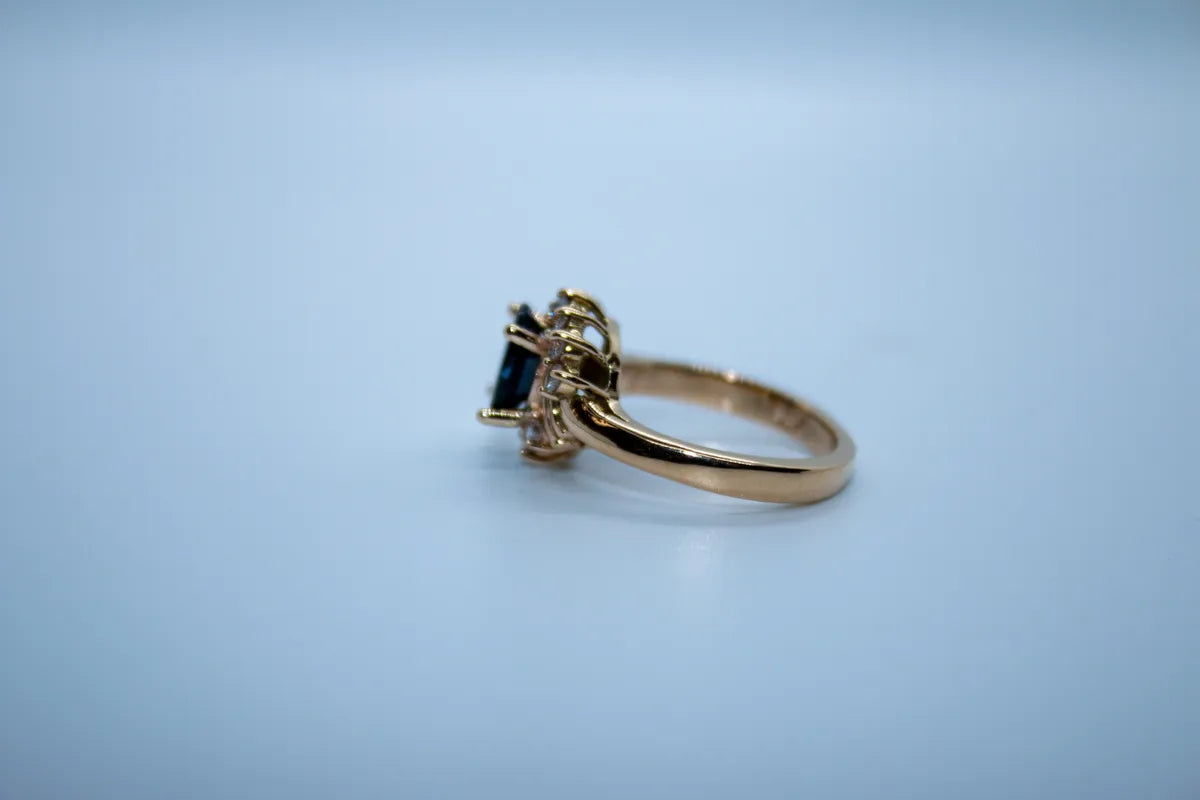 14 K Y/G Sapphire, Diamond Ring