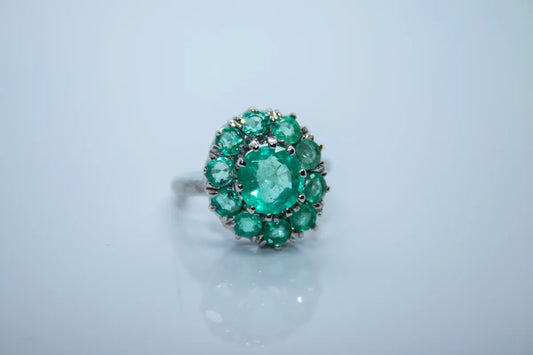 14K White Gold Estate Emerald Ring