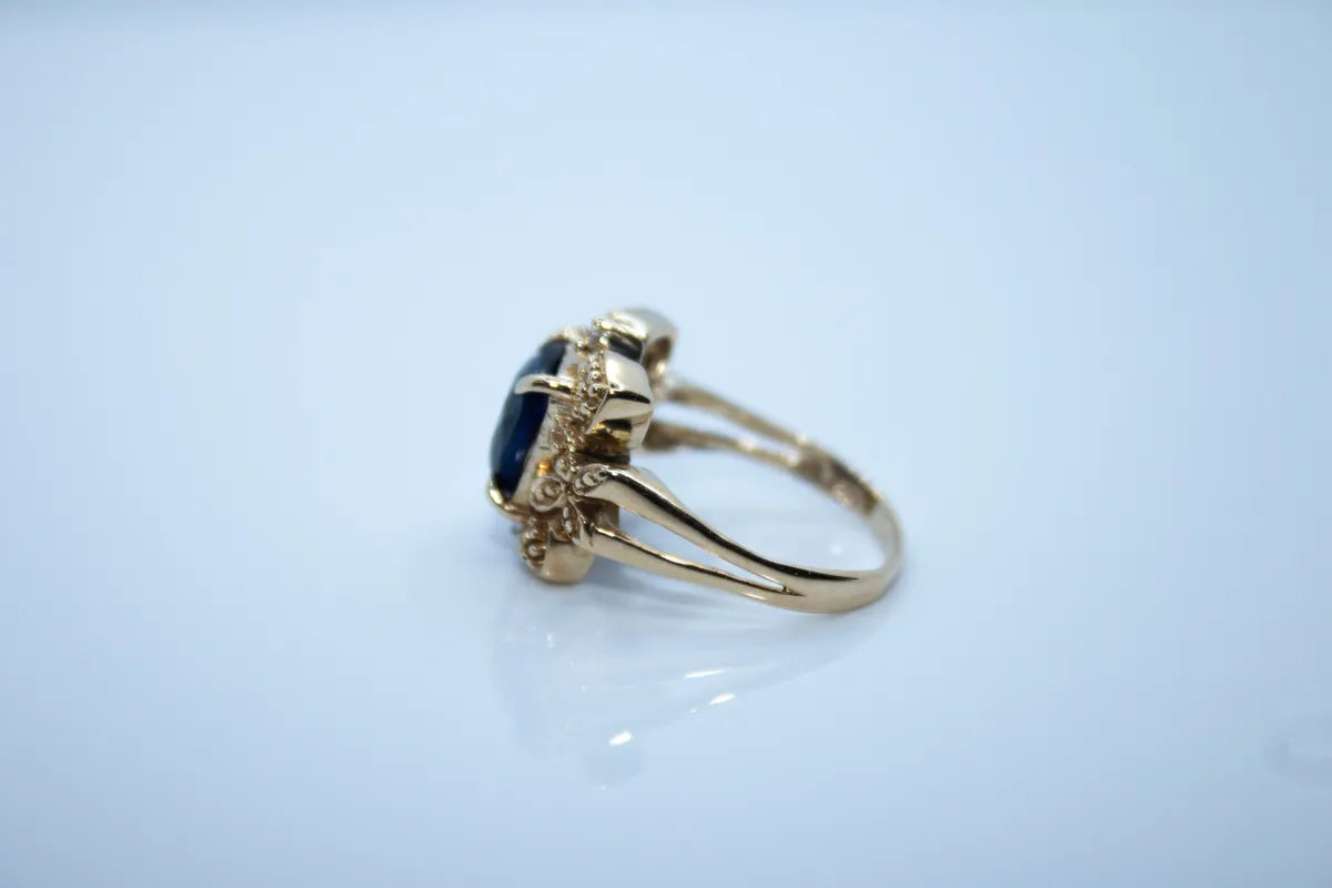 14K Yellow Gold Tanzanite Diamond Ring