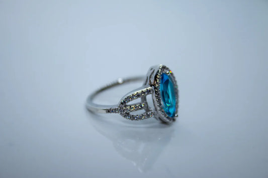 Sterling Silver Topaz colored Marque Ring