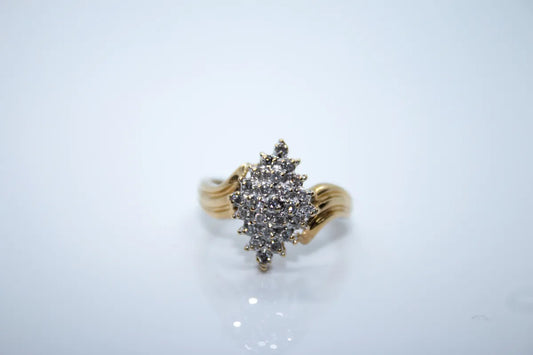 10K Yellow Gold Diamond Cluster Ring