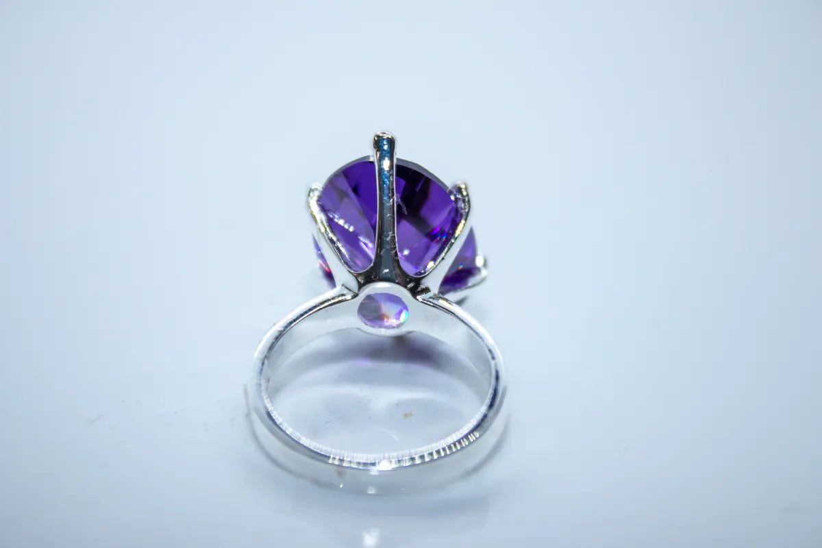 Sterling Silver, Oval Cut, Amethyst Ring