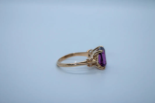 14 K Y/G Amethyst Ring, Emerald Cut