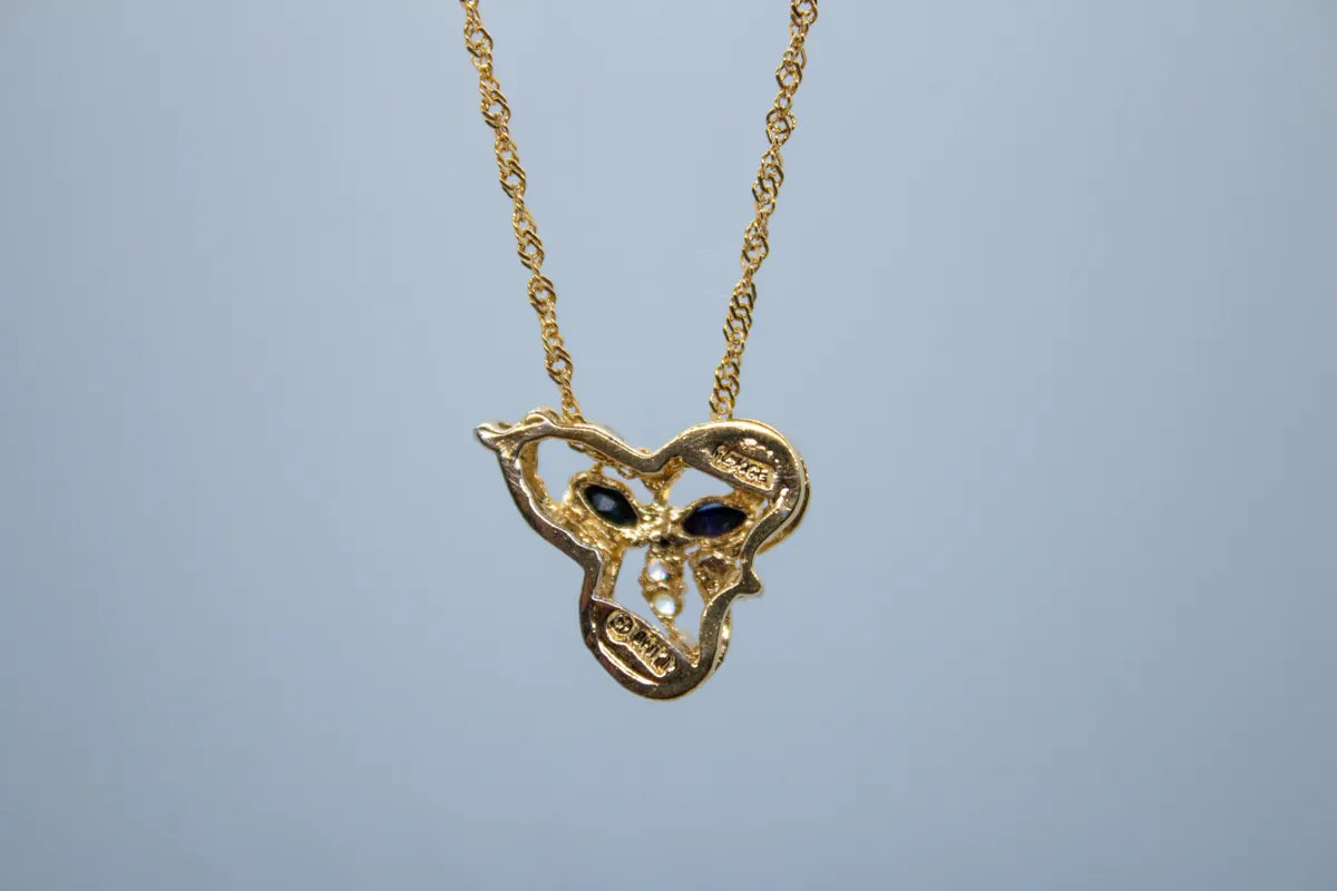 14 K Yellow Gold Sapphire, Diamond Necklace