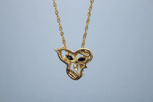 14 K Yellow Gold Sapphire, Diamond Necklace