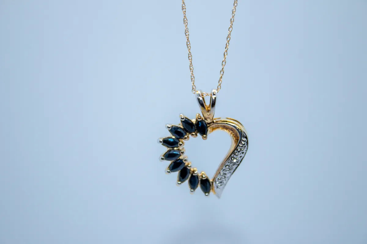 14 K Y/G Saphire Diamond Necklace