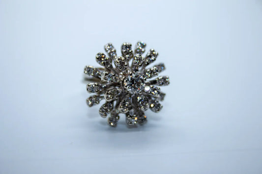 14K White Gold Estate Diamond Cluster Ring
