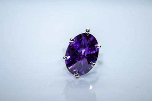 Sterling Silver, Oval Cut, Amethyst Ring