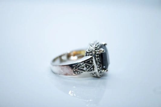 Sterling Silver Black CZ Stone Ring