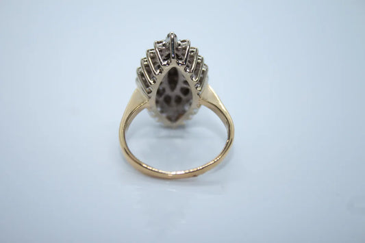 14 K Yellow Gold Marquis Shaped Diamond Ring