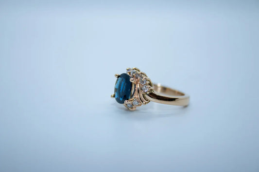 14 K Y/G Sapphire, Diamond Ring