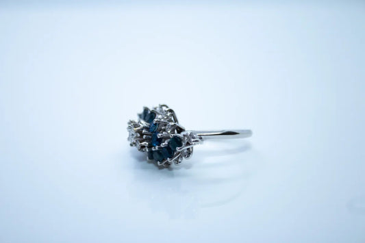 14K White Gold Sapphire and Diamond Ring