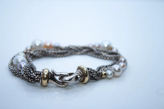 David Yurman Sterling Silver 18k Yellow Gold Bracelet