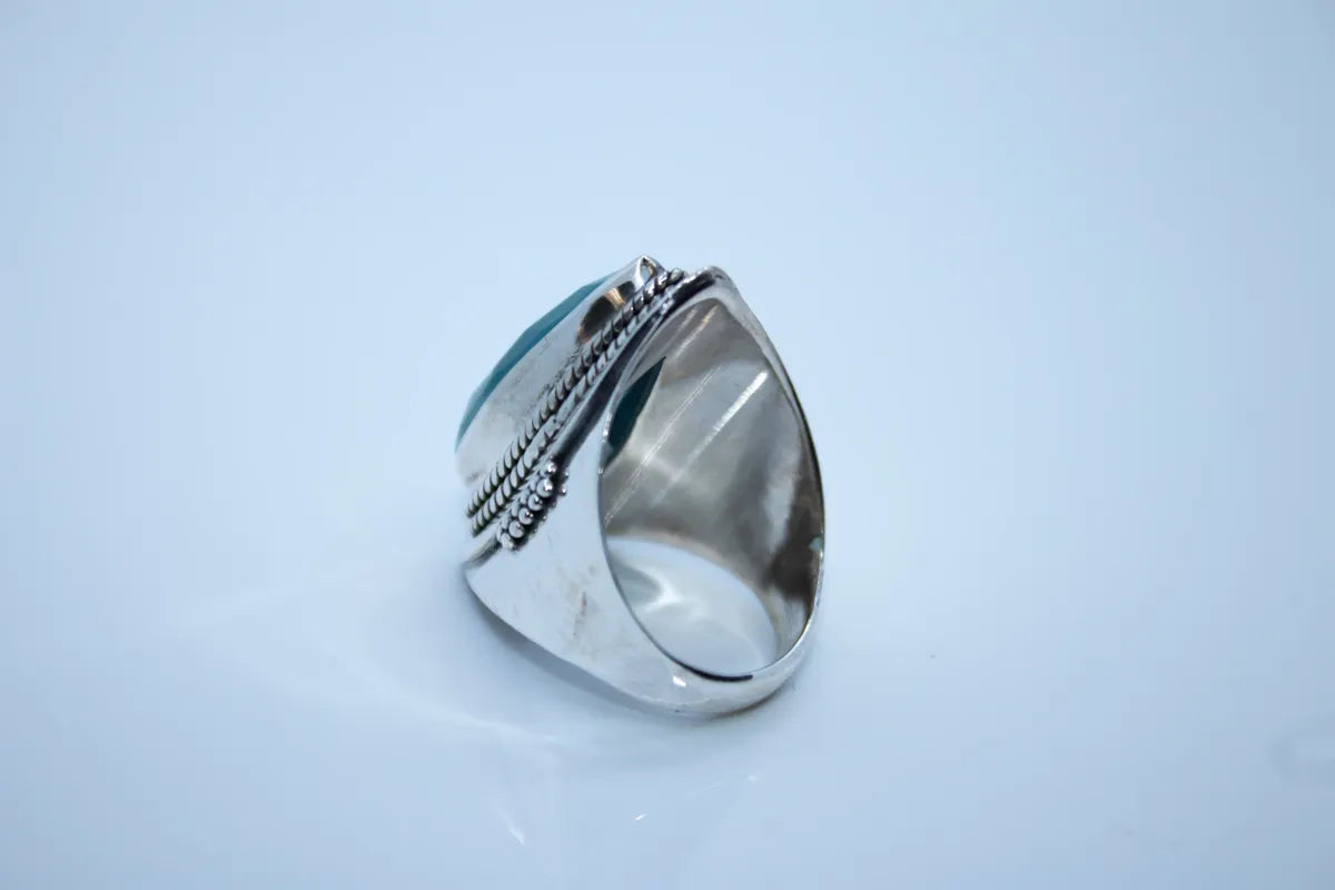 Sterling Silver Aqua Chalcedony Ring