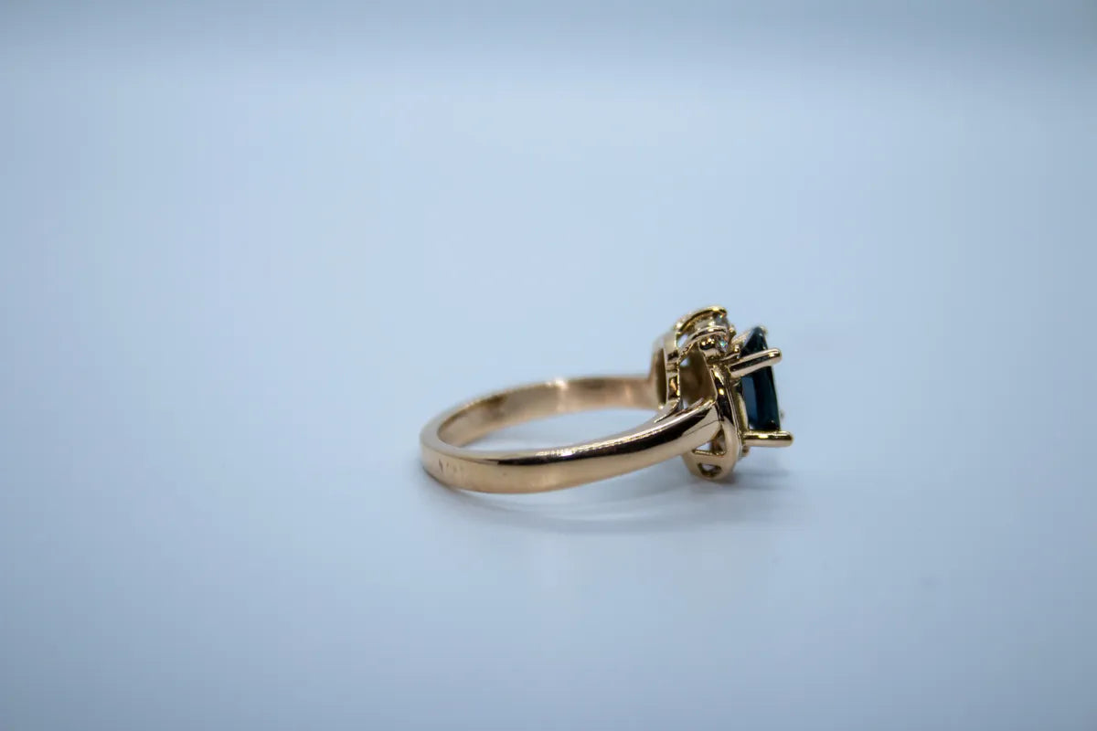 14 K Y/G Sapphire, Diamond Ring