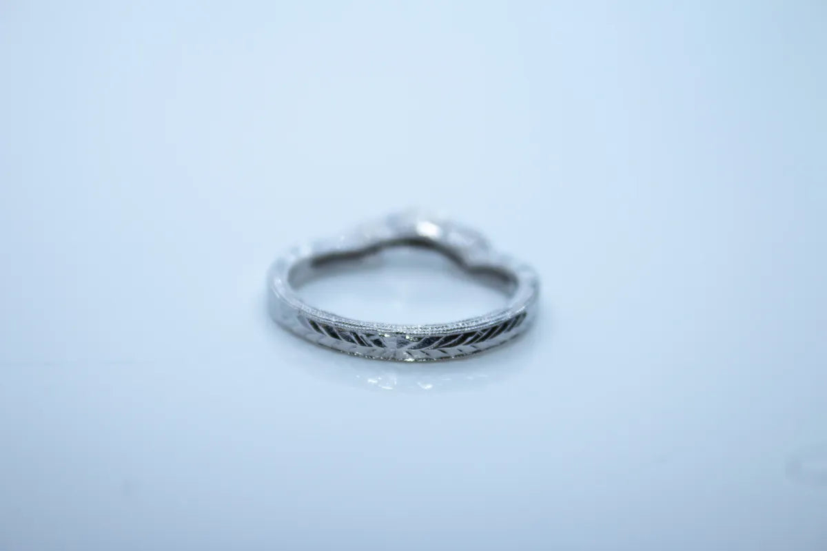 Platinum Diamond Carved Band