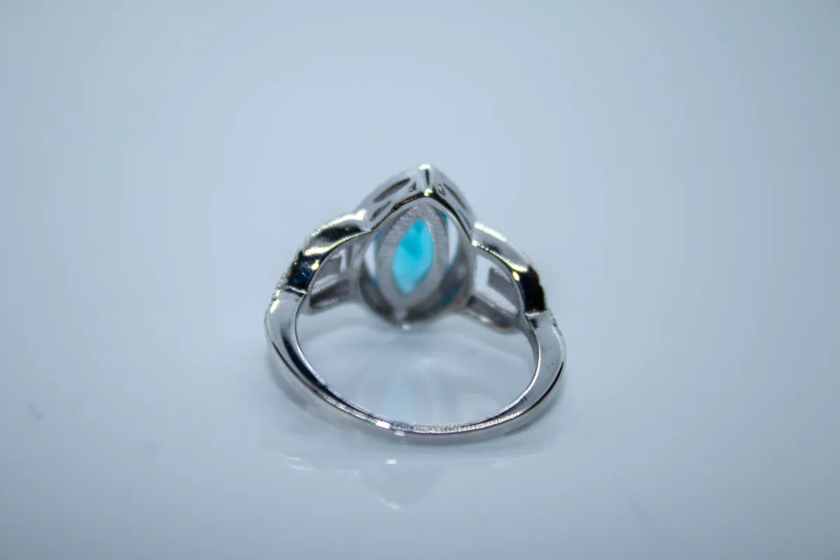 Sterling Silver Topaz colored Marque Ring