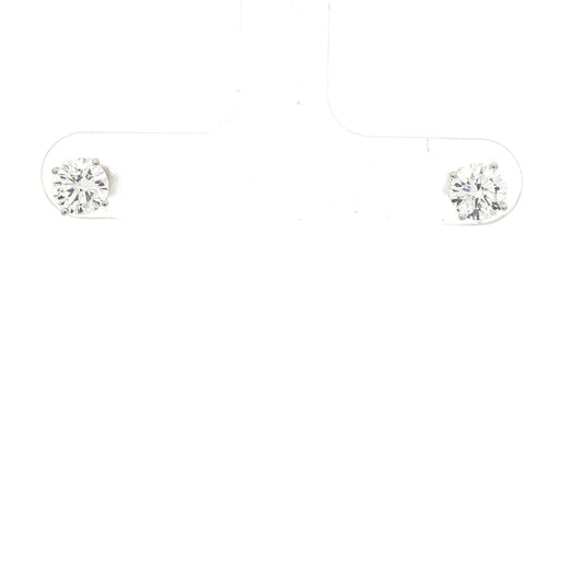 14K White Gold Lab Grown Diamond Stud Earrings 2 CTW VS