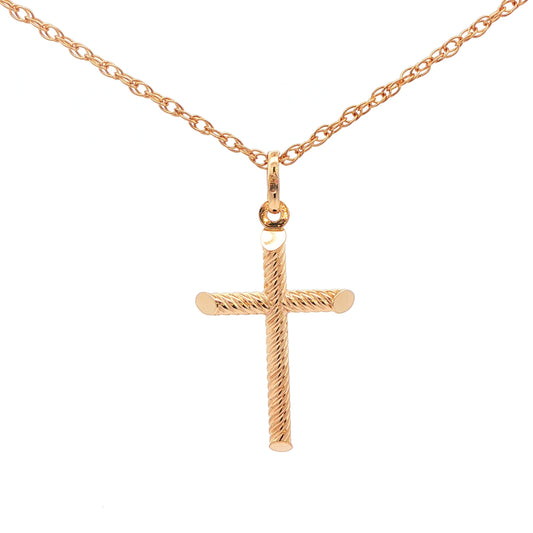18K Yellow Gold Estate Twist Cross