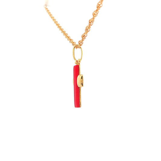 18k Estate Gold Coral Cross Pendant