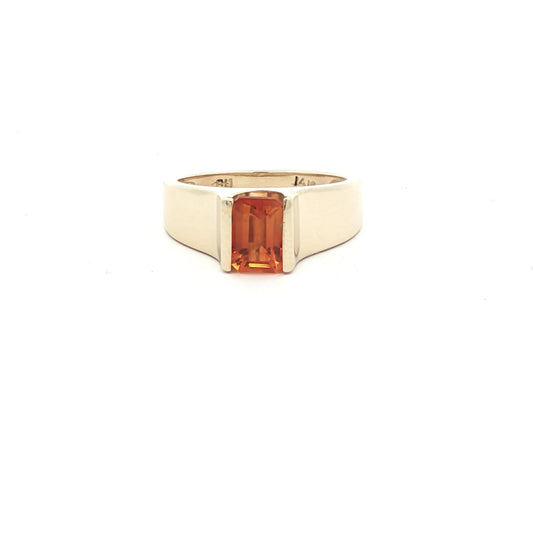14K Yellow Gold Ring with Emerald Cut Citrine