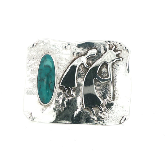 Turquoise Kokopelli Brooch