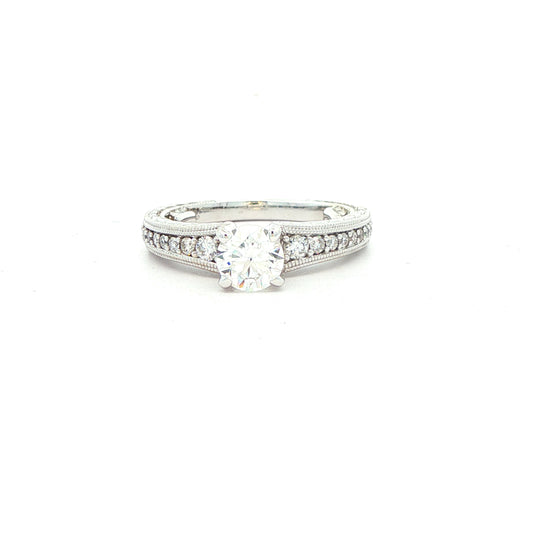 14K Estate White Gold Diamond Engagement Ring-0.90ct TW