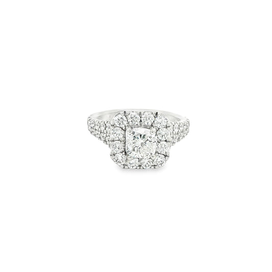 14k White Gold Cushion Diamond Engagement Neil Lane Ring