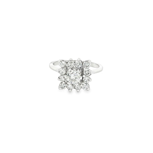 14k White Gold Diamond Cluster Ring