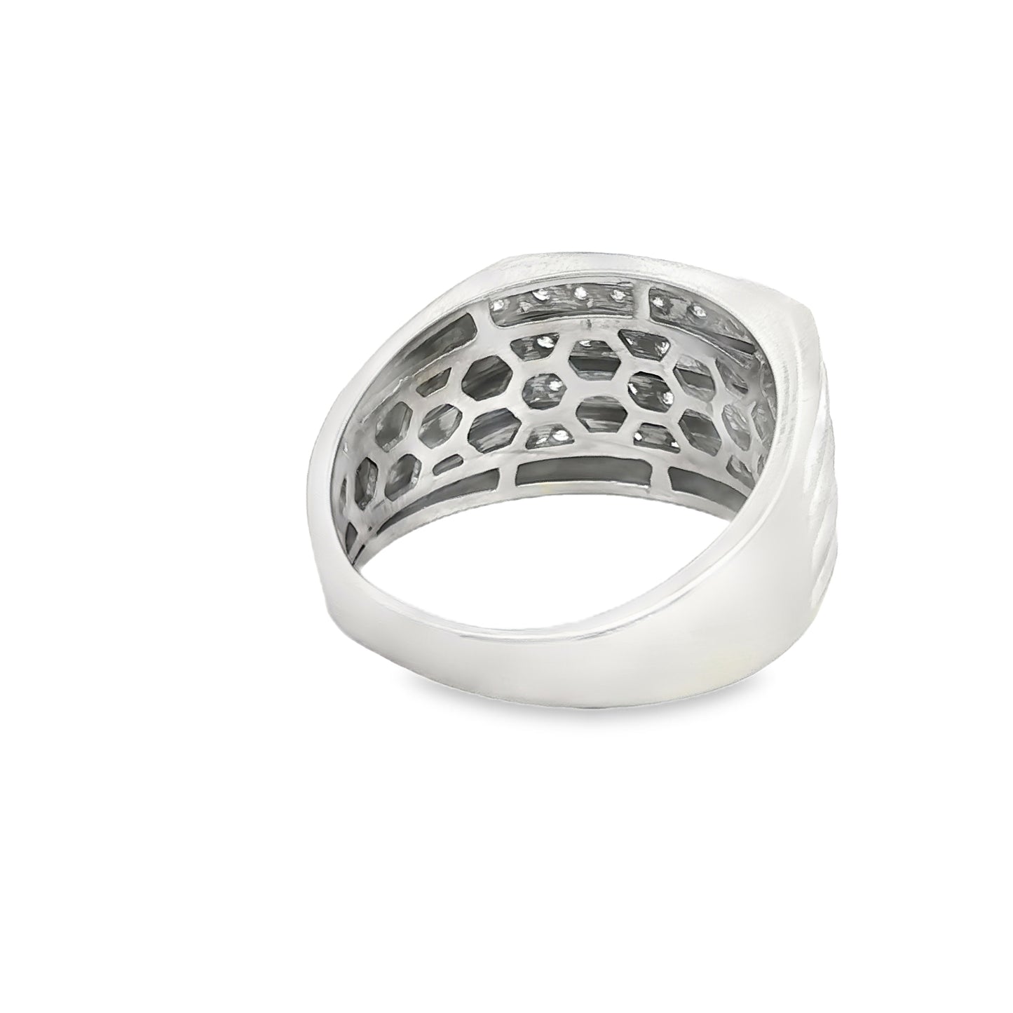 10k 1 CTW White Gold Multirow Ring with Round Cut Diamonds