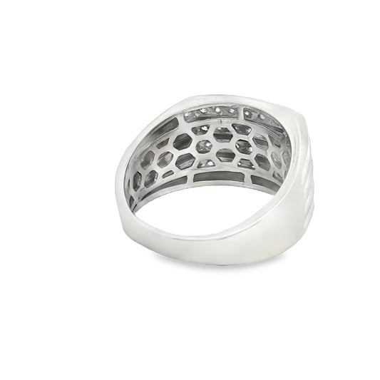 10k 1 CTW White Gold Multirow Ring with Round Cut Diamonds