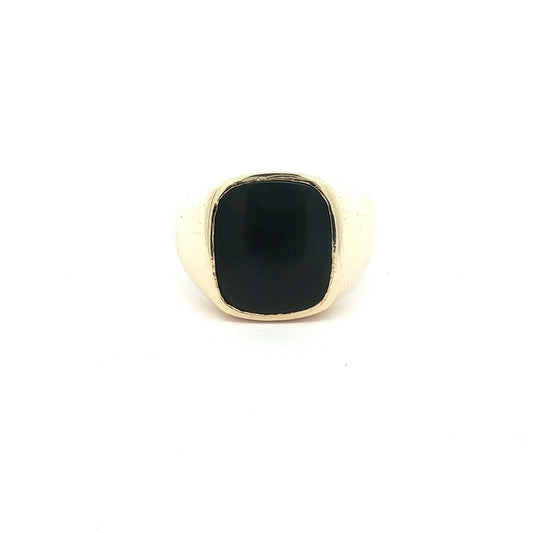 14K Yellow Gold Ring with Square Onyx